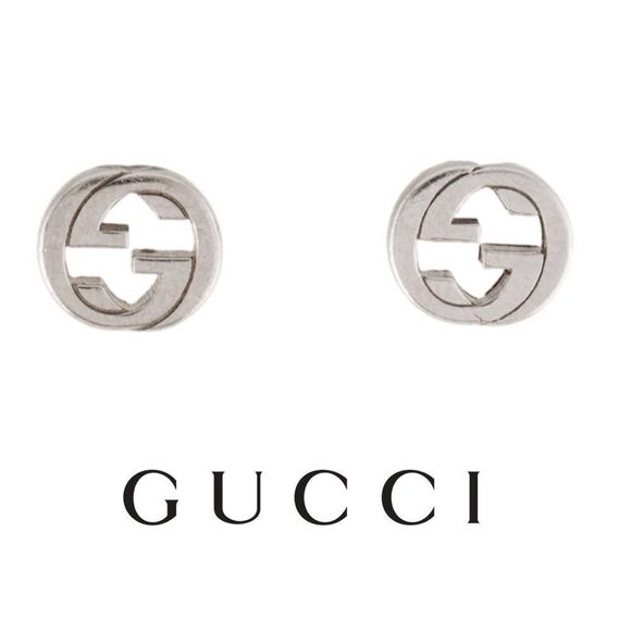 Gucci GG Interlocking Sterling Silver 925 Stud Earrings - Picture 1 of 5